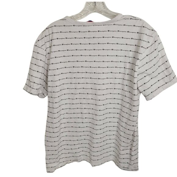 Champion Mens White‎ T-Shirt With All-Over Logo Print - Size L - Picture 4 of 4